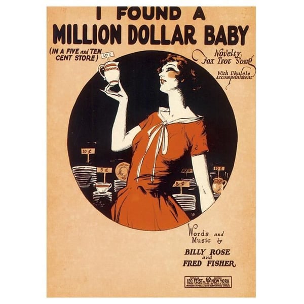 Legendarte - Vintage Music Cover I Found A Million Dollar Baby - Målning, tryck på duk cm. 50x70