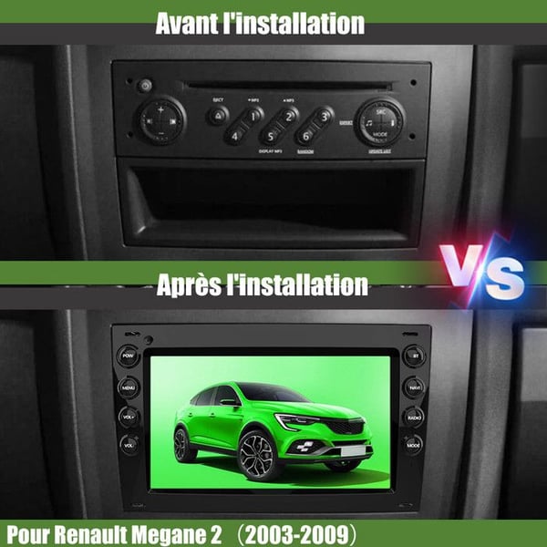 AWESAFE Bilradio Android 13 2Go+64Go för Megane 2 (2003-2009) 7 '' Touchscreen Carplay Android Auto Bluetooth WiFi RDS
