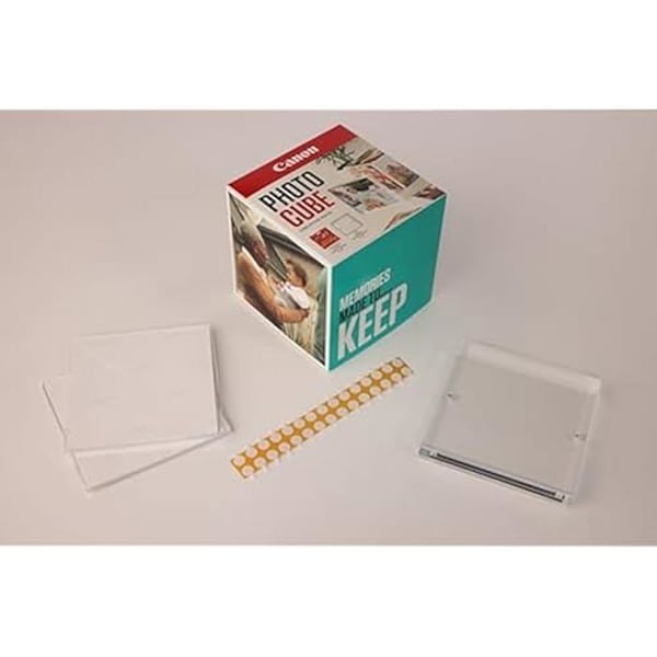 Canon Photo Cube Creative Pack, Blå - PP-201 Glänsande II Fotopapper 5x5" (40 Ark) + Fotrahmen - Kompatibel med Canon PIXMA