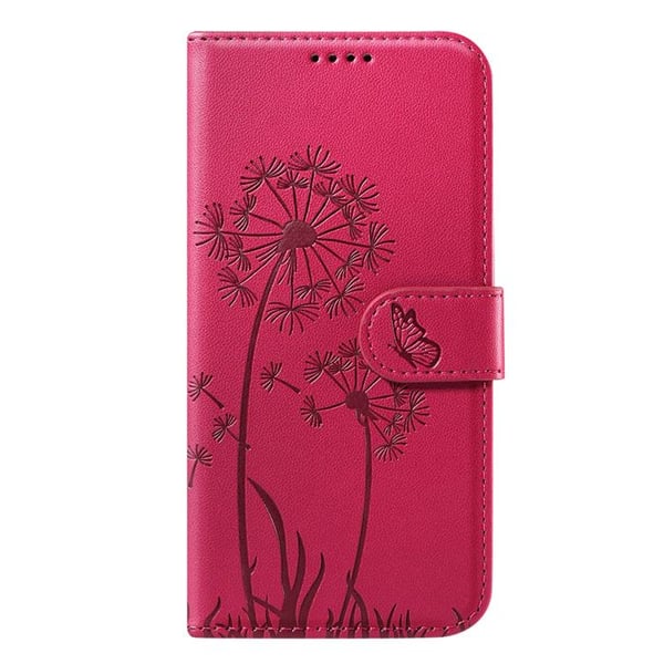 Plånboksfodral - ZANAÉ - iPhone 11 - Röd konstläder - Blommor och fjäril mönster - Fullständigt skydd