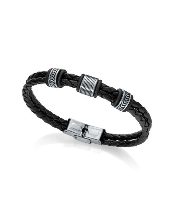 Armband - Viceroy - Beat 6463P01010 - Svart flätat läder - Stål - Justerbar spänne