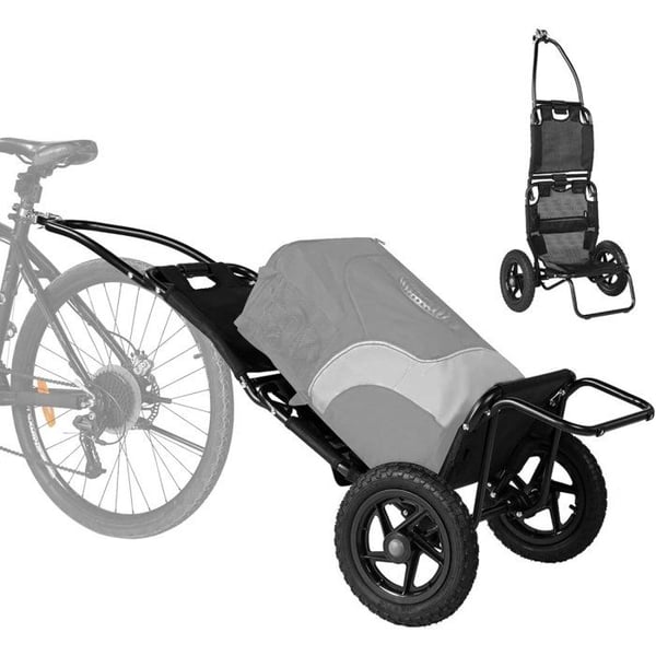 SEPNINE 8009T Käännettävä Polkupyöräkärry, Käsikärry, Seosteräksinen Runko, 30 cm Renkaat, Maksimikuorma 20 kg