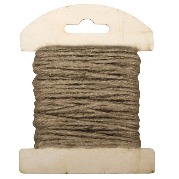 Jutegarn på träkort, 1,5mm, 10m, sand