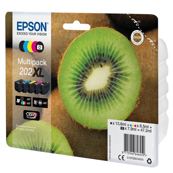 EPSON Claria Premium 202XL mustesuihkukasetti - musta, valokuvamusta, syaani, magenta, keltainen