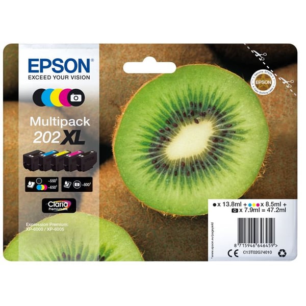 EPSON Claria Premium 202XL mustesuihkukasetti - musta, valokuvamusta, syaani, magenta, keltainen