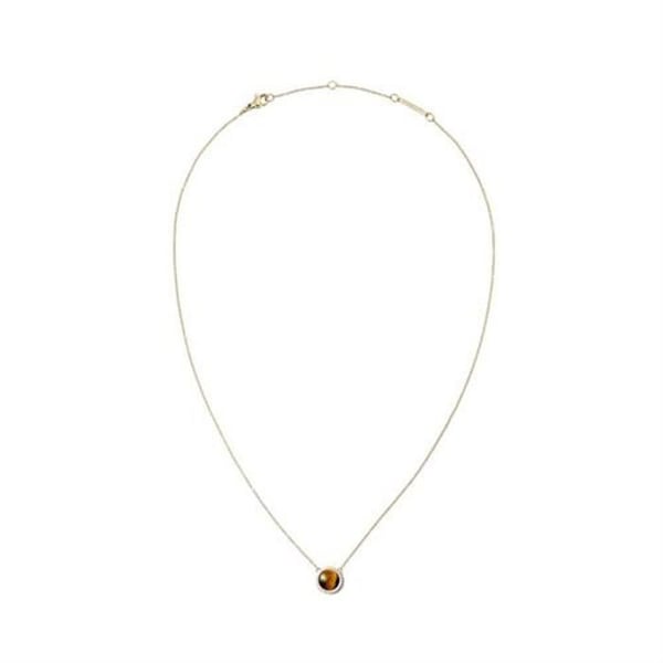 Magnifikt guldpläterat halsband med tigereye-kristaller och Audrey DW00401445