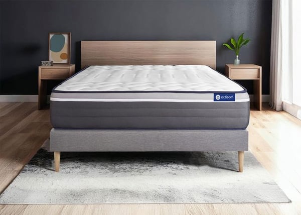 Madrass- och boxspringset 130x210 cm - ActiMemo Plus - Boxspringkit grå