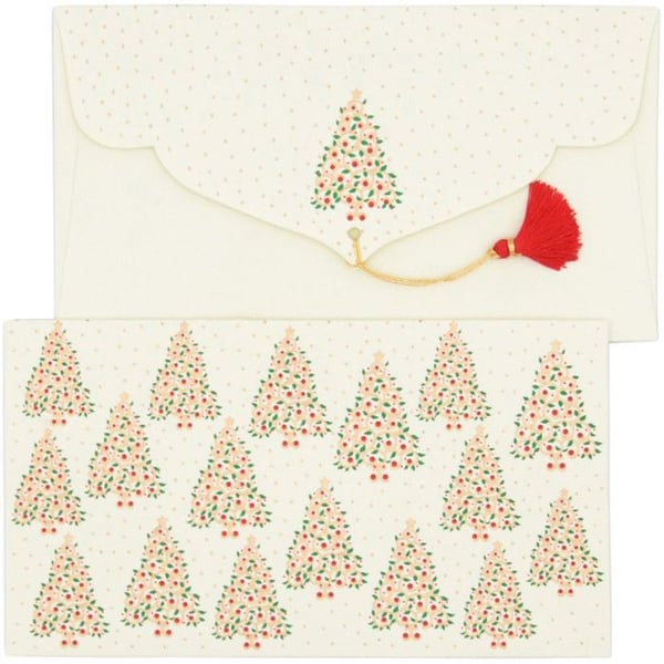 PAPERTREE HOLLY Set med 5 Presentkuvert 19x10cm - Vit/Guld