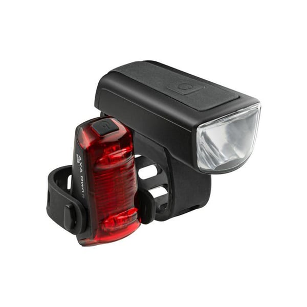 Uppladdningsbar cykelbelysningskit - AXA - 30 Lux - Uppladdningsbar USB - 11 timmars drifttid - Batteriindikator