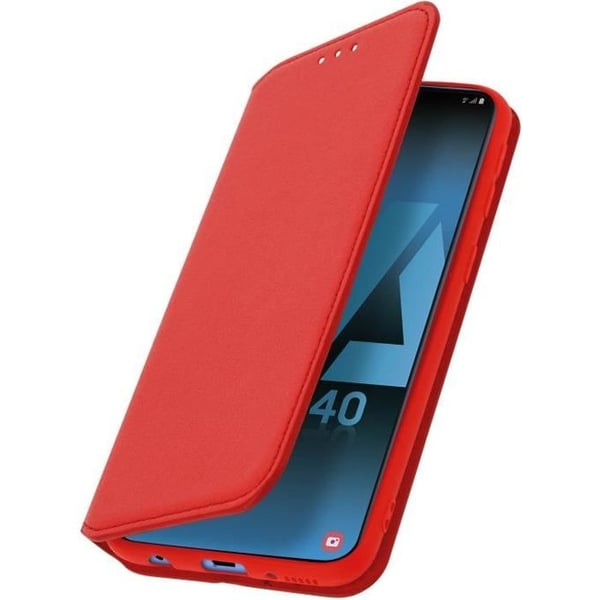 Folio plånboksetui - AVIZAR - Samsung Galaxy A40 - Ekologisk läder röd - Heltäckande skydd - Ställfunktion