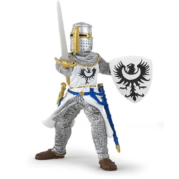 Vit riddarfigur med svärd PAPO - The Medieval World - För barn från 3 år och uppåt