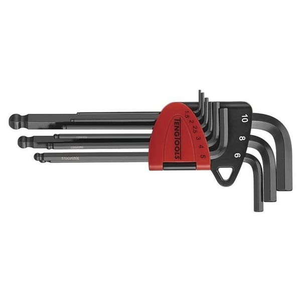 Insexnycklar - TENG TOOLS - 1499MM - Set med 9 nycklar - Krom-molybdenstål - 1,5 till 10 mm
