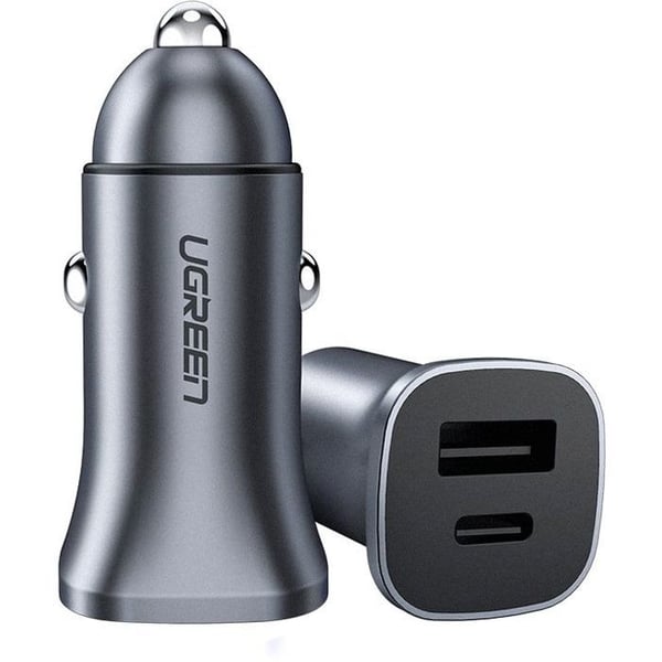 Bil laddare - UGREEN - 1 USB-C + 1 USB-A - 30W - Grå