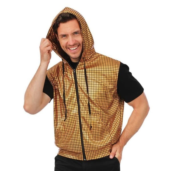 Disco väst med huva - PTIT CLOWN - 24411 - guld - L/XL - Karneval/Halloween/Cosplay