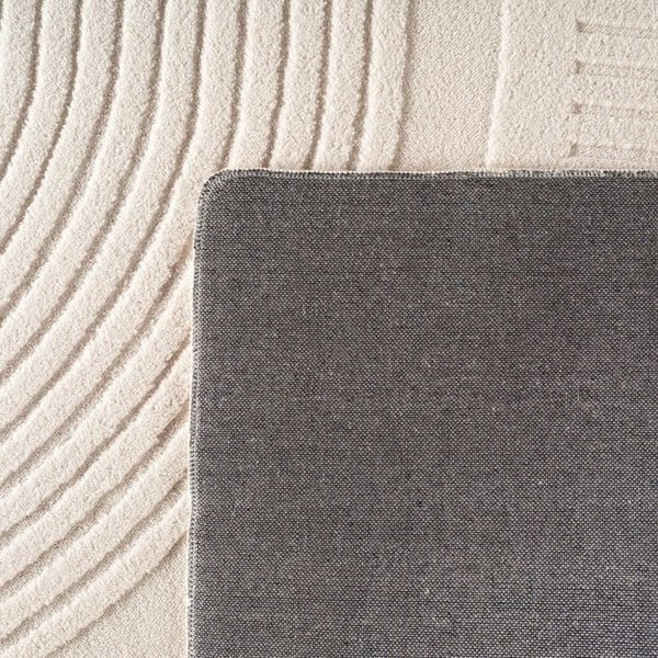 Dekorativ matta - AYYILDIZ - Boho Skandinavisk - Färg kräm - 100% mikrofiber - Tvättbar, 3D-effekt
