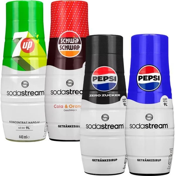 Sirop för SodaStream - Pepsi - Paket med 4 smaker - Pepsi Max 7UP Schwip Schwap - Hemlagad kolsyrad dryck