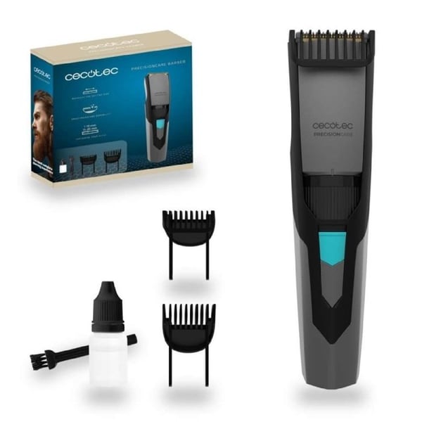 Cecotec Trimmer för Skägg Utan Sladd PrecisionCare Barber. Batteridriven Trimmer med Knappar i Rostfritt Stål