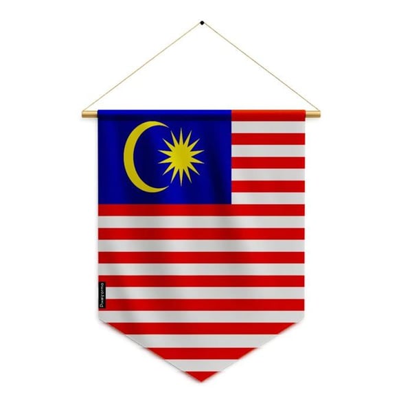 Fanion – Malaysias flagga – 30 x 45 cm – Polyester – Att hänga – Pixelforma