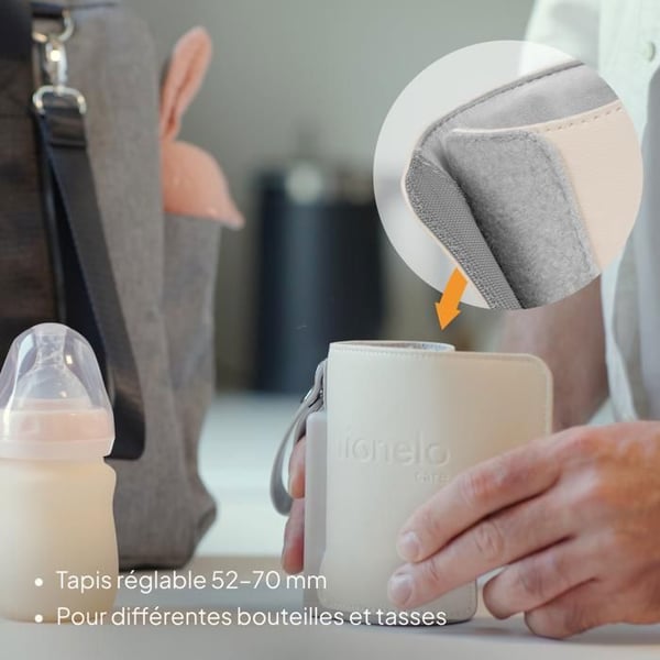 Bärbar flaska värmare Lionelo Thermup Go Plus - Utan BPA - 38-50°C - Batteri upp till 8h - Beige