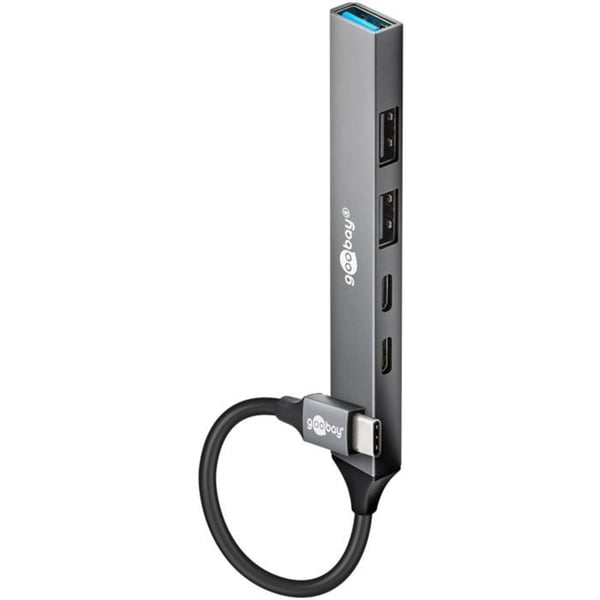 USB-C-hubb - GOOBAY - Slim - 5 portar - USB 3.2 - Modern grå färg