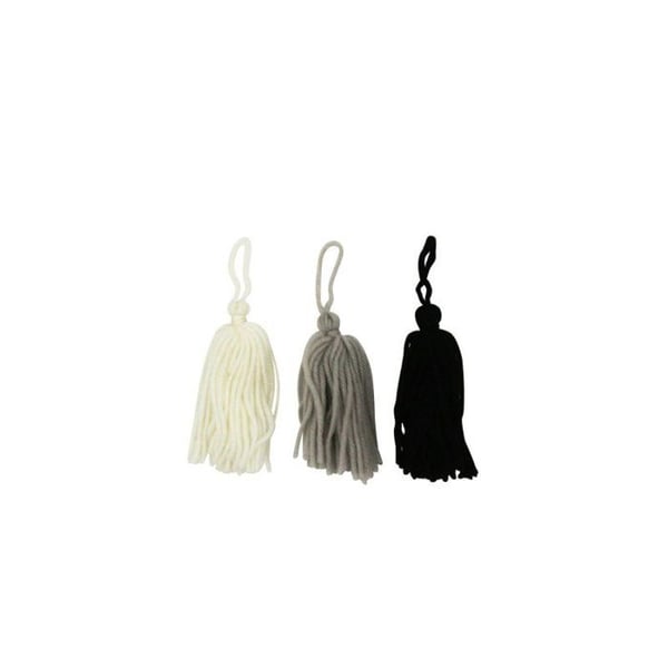MégaCréa DIY - Pompon tofs i ull Camaieu svart vit grå 8cm 3 stycken
