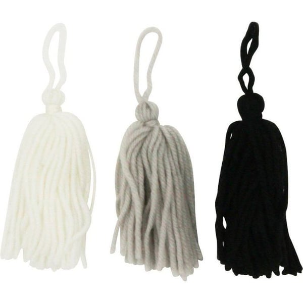 MégaCréa DIY - Pompon tofs i ull Camaieu svart vit grå 8cm 3 stycken
