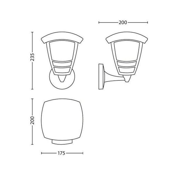 Utomhusvägglampa - PHILIPS - Creek - Uppåtriktad - Svart - IP44