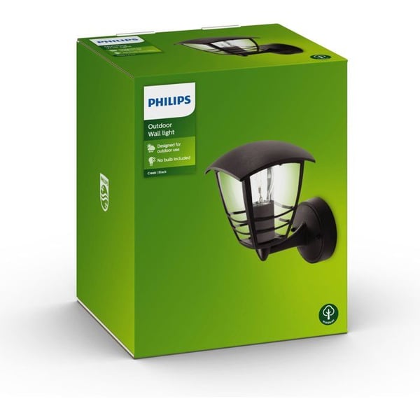 Utomhusvägglampa - PHILIPS - Creek - Uppåtriktad - Svart - IP44
