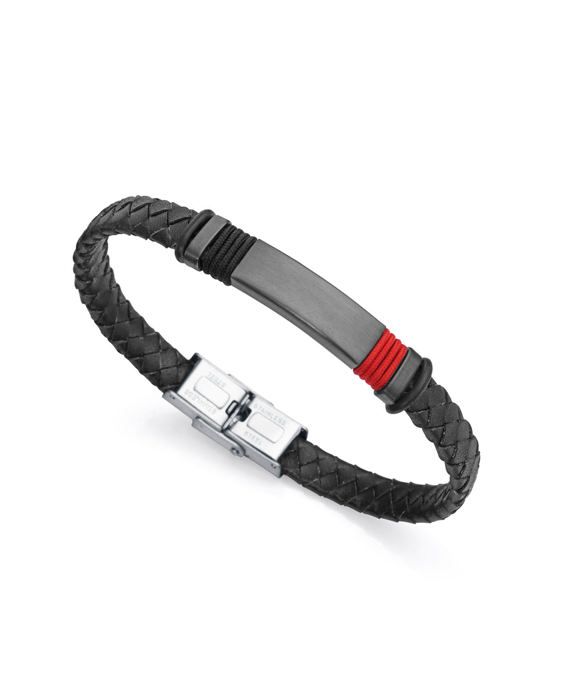 Armband - Viceroy - Magnum 6480P01010 - Svart läder - Stål Ip Gun - Röd snodd