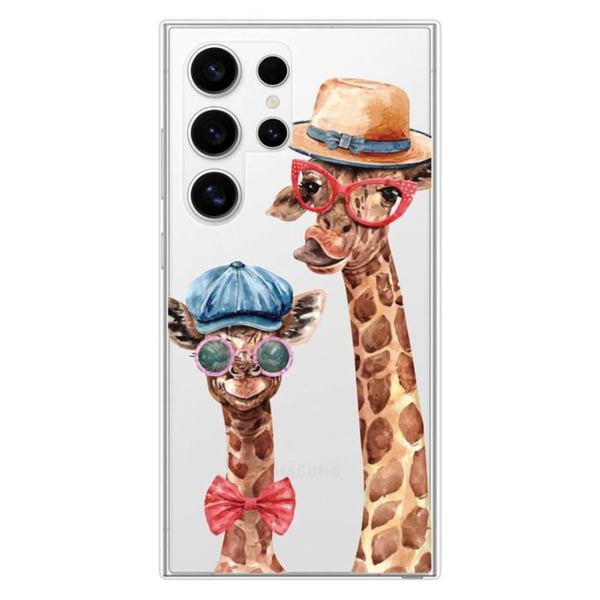 Förstärkt silikonfodral med tryck, kompatibel med Samsung Galaxy S24 Ultra, Rolig Giraff