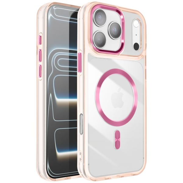 iPhone 17 Pro Max Fodral Kristallfärgad Samling Kompatibel med MagSafe Rosé Champagne
