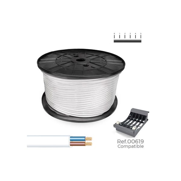 Platt För kabel H05vvh2-f 2 X 1,00 Mm² Vit, 300 M. (stor Spole)