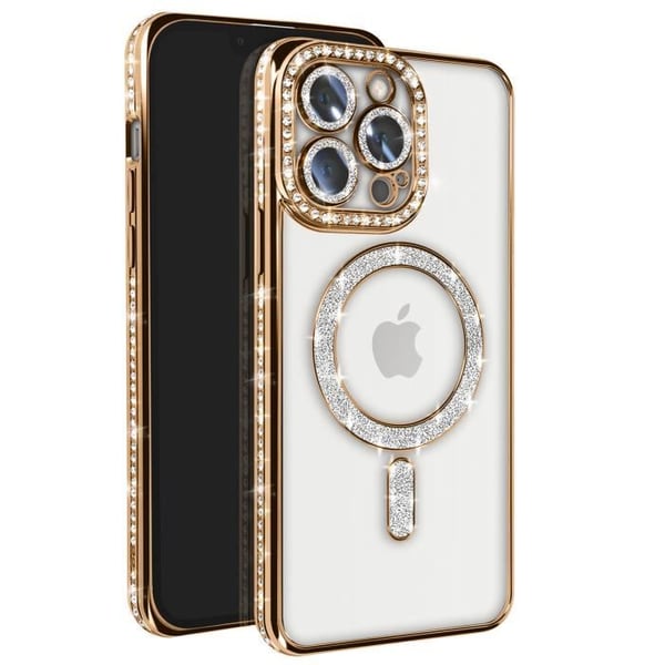 Skydd - Diamant - iPhone 13 Pro - Gyllene Strass - Resistent - Kompatibel med MagSafe - Elegant