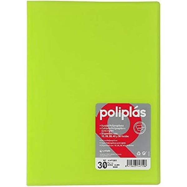 Klippbok - GRAFOPLÁS - 1155725 - 30 fickor - Grön - A4 - Polypropen