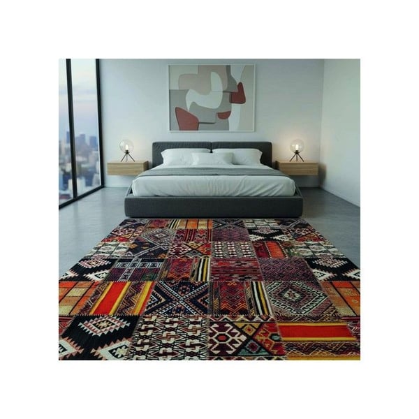 Matta - MELIS HOME - Patchwork Kilim - Chenille & Bomull - 160x230 cm - Halkskydd