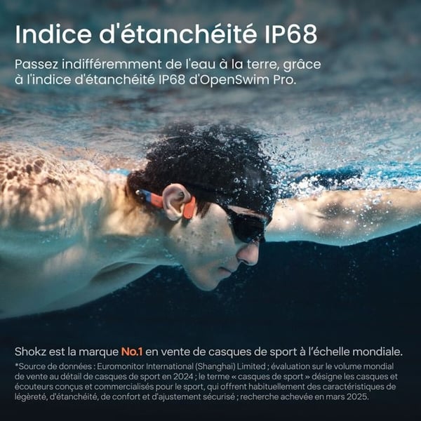 Shokz høretelefoner KNOCKING OSSEBASERET OPENSWIM PRO KORALBLÅ TRÅDLØS OPLADNING