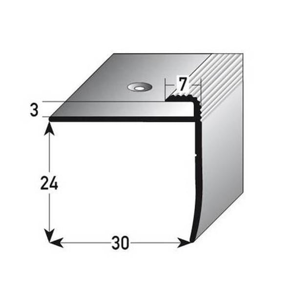 PROVISTON Inläggsprofil Anodiserad Aluminium Silver l 30 mm H 24 mm L 2700 mm Förborrad