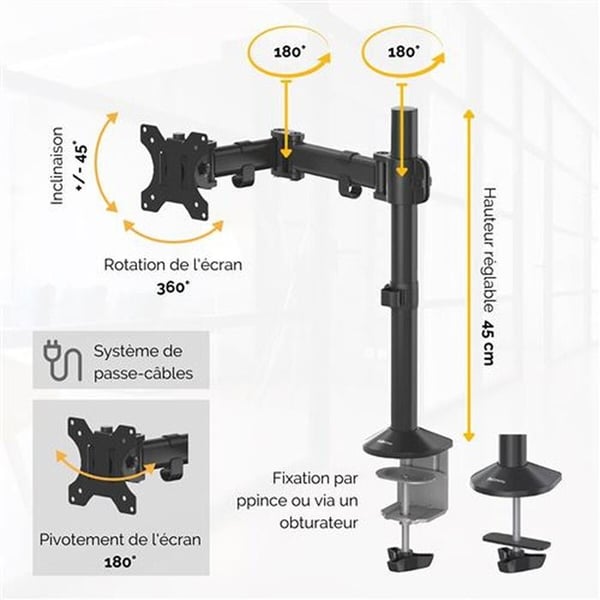 Skärmstöd - Fellowes - Reflex - Svart - Kompatibel med alla skärmar - Förbättrad arbetskomfort