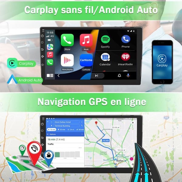 AWESAFE Autoradio Android 13 4Go+64Go Renault Clio 2 Campus 2009 9'' Kosketusnäyttö Carplay GPS Android Auto
