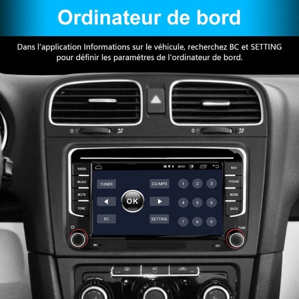 AWESAFE Autoradio Android 13 för VW Polo Passat Skoda Golf Seat 1Go+32Go med 7'' Touchscreen Carplay Android Auto RDS GPS