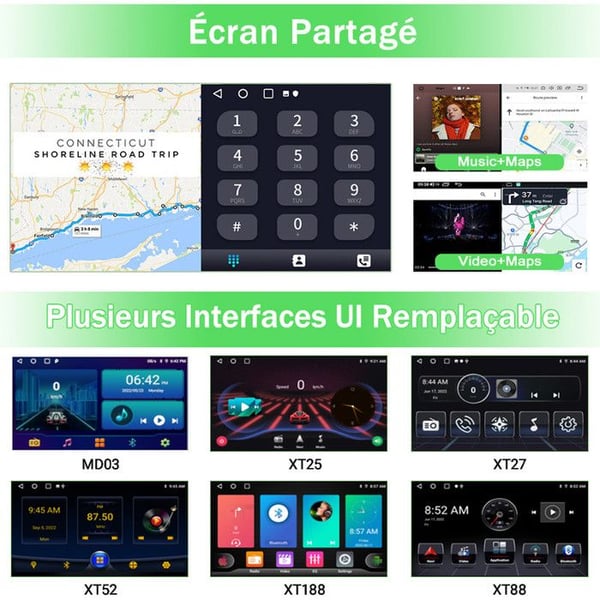 AWESAFE Autoradio Android 13 4Go+64Go Renault Clio 2 Campus 2009 9'' Kosketusnäyttö Carplay GPS Android Auto