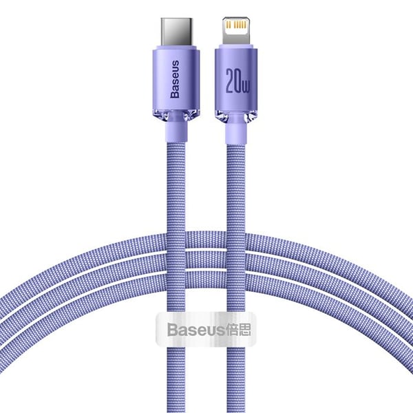 Data kabel Typ-C till Lightning 20 W, 1,2 m - Baseus Crystal Shine (CAJY000205) - Lila