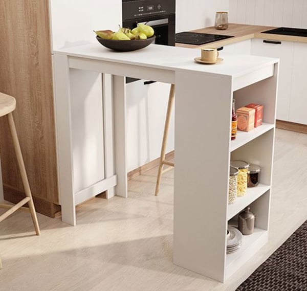 DESIGN AMEUBLEMENT - Hög barbord i modern stil - Matt vit - 3 hyllor - Melamin - 110x50x103 cm