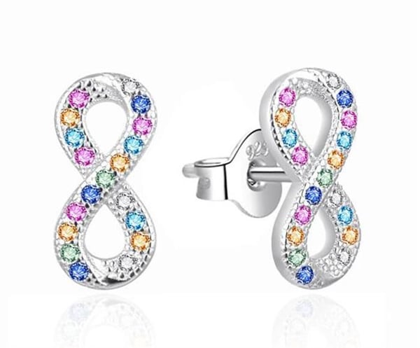 Örhängen - AGATO - Infinity - Silver 925 - Färgad zirkon kubisk - Stift
