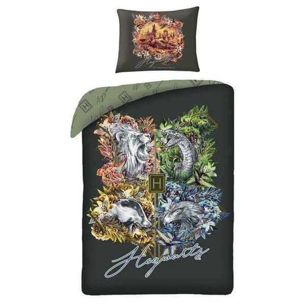 Sängset - Harry Potter - Hogwarts Hus - 100% bomull - Officiell licens