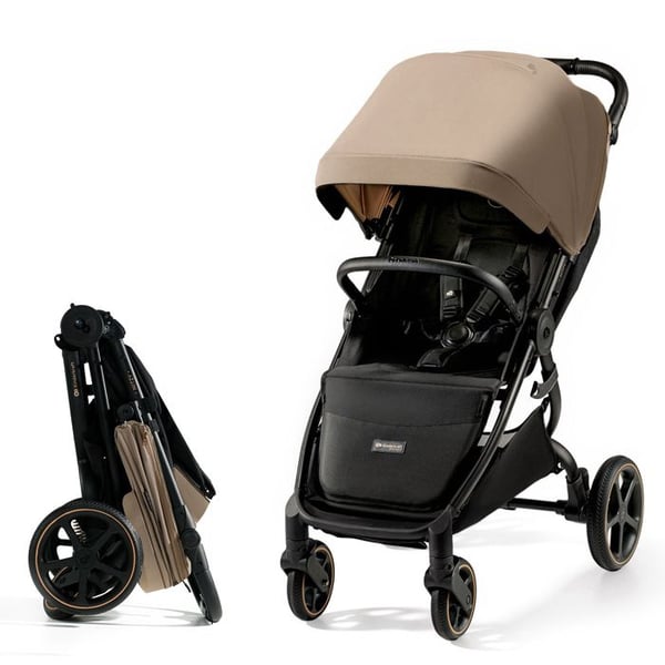 Barnvagn med kanter upp till 27 kg, Kindercraft MITZY, Enhandspackning, Stora fjädrande hjul utan uppblåsning, Beige