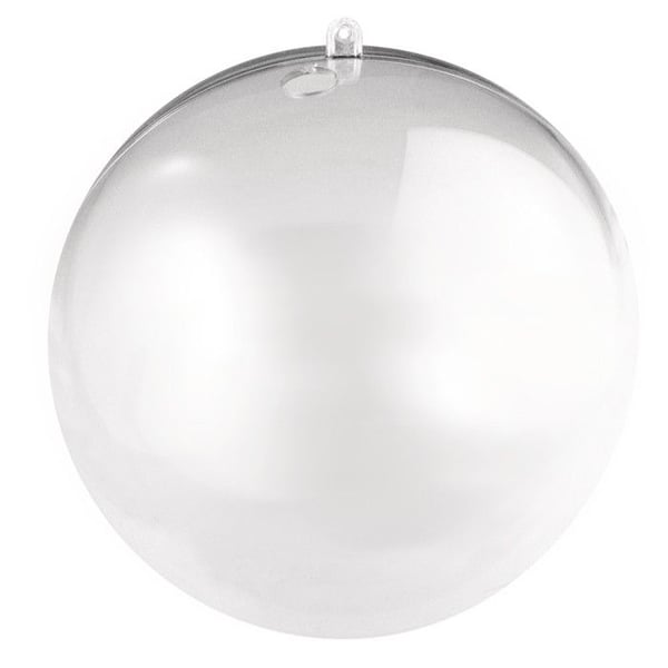 Plastkula, i 2 delar, 12cm ø, kristall, med 15 mm hål för LED-girland
