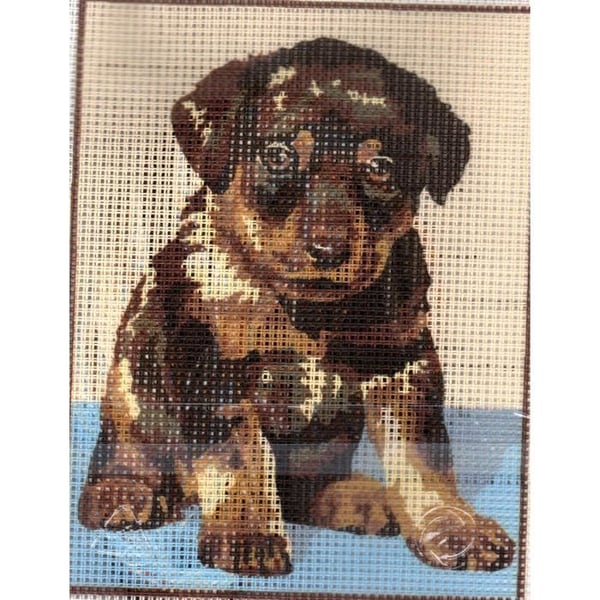 Kit Canevas - Pénélope - Beauceron - 14 x 18 cm - Tryckduk - Nål och tråd inkluderat