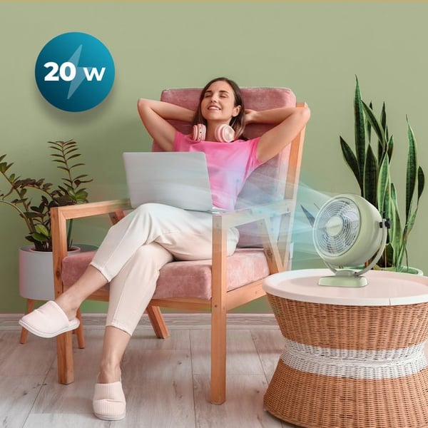 Cecotec - Bordsfläkt EnergySilence 800 RetroDesk Grön - 20 W, Diameter 25 cm, 3 blad, 2 hastigheter, Snygg design
