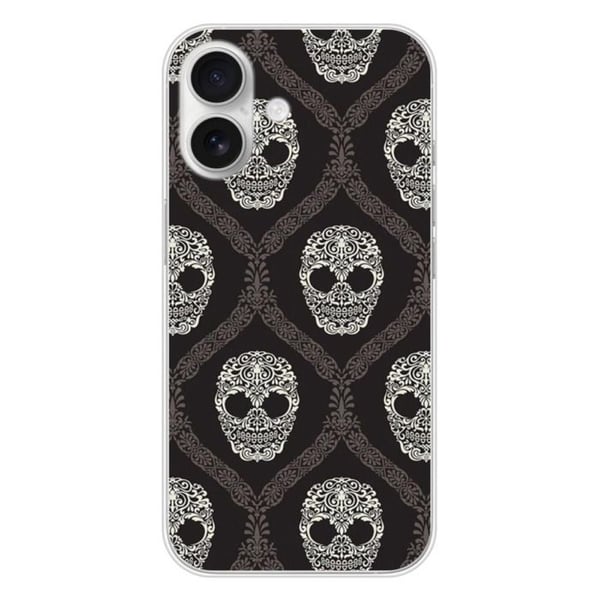 Siliconfodral med tryck - 1001 fodral - Apple iPhone 16 - Blomsterkranium - Optimal skydd - Semi-rigid